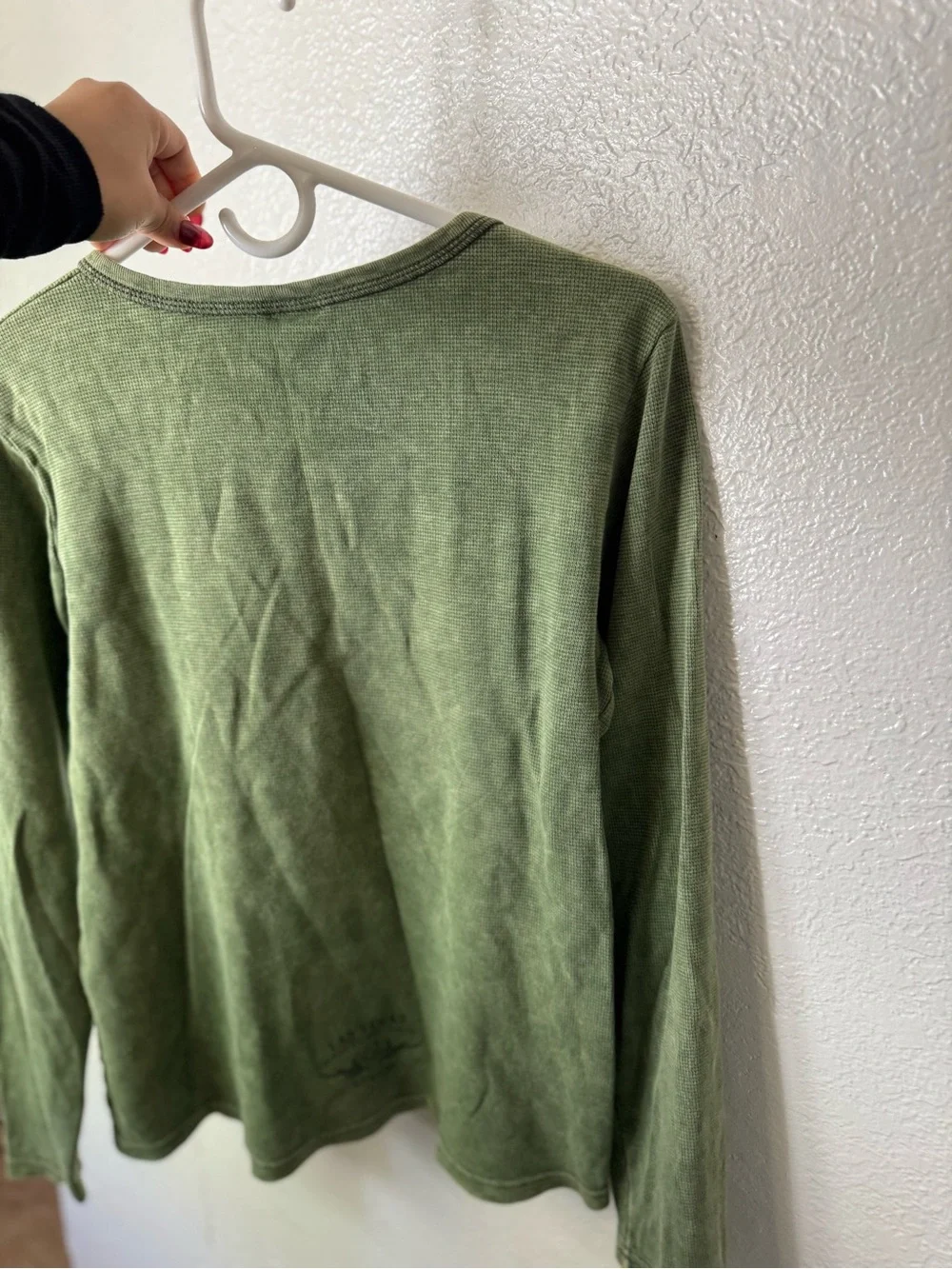 Harley-Davidson Green Long Sleeve Thermal Tee with Black Logo - Picture 4 of 4
